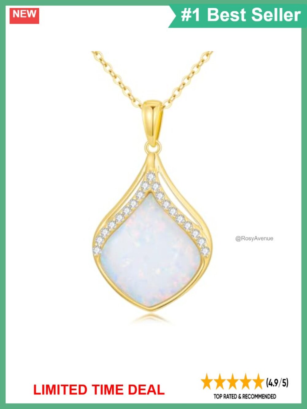 14K Solid Gold Opal Pendant Necklace Fine Jewelry Gift for Her - Picture 1 of 5